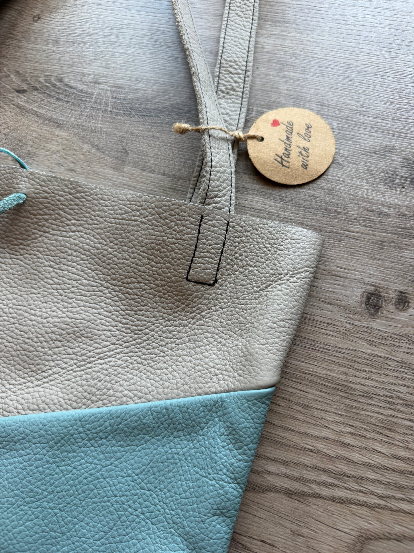 "Shopper" Hellgrau-Babyblau-Dunkelbraun