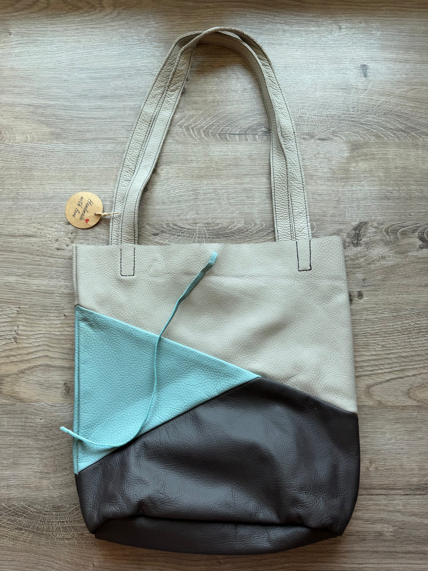 "Shopper" Hellgrau-Babyblau-Dunkelbraun