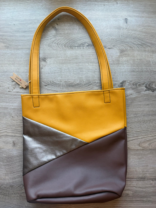 "Shopper" Dunkelgelb-Braun (Metallic)-Braun