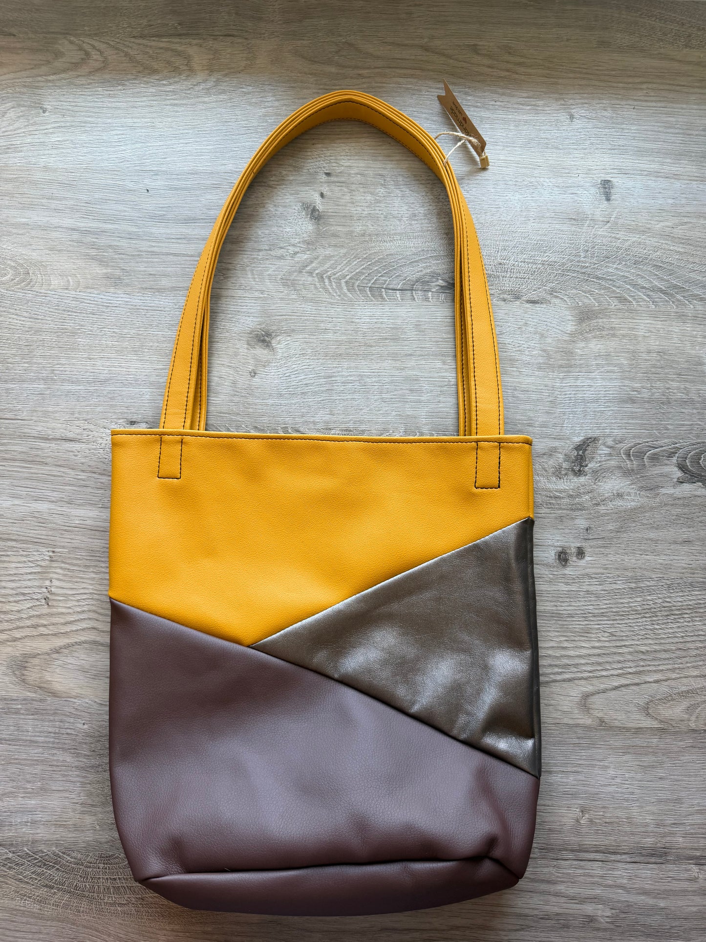 "Shopper" Dunkelgelb-Braun (Metallic)-Braun