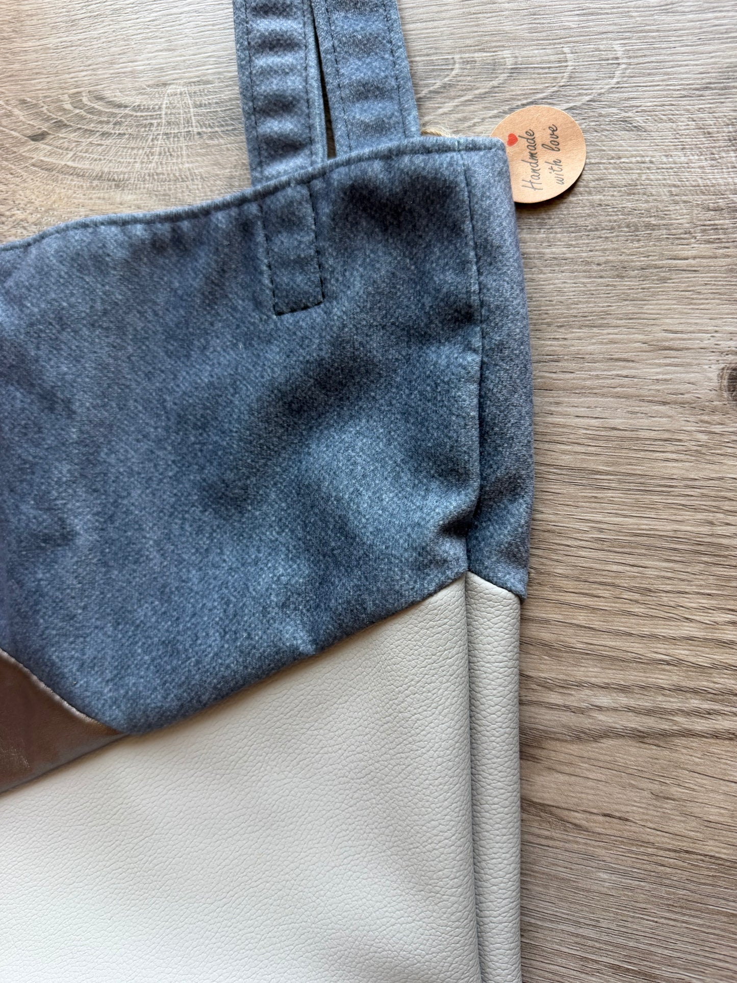 "Shopper" Blau-Braun (Metallic)-Hellgrau