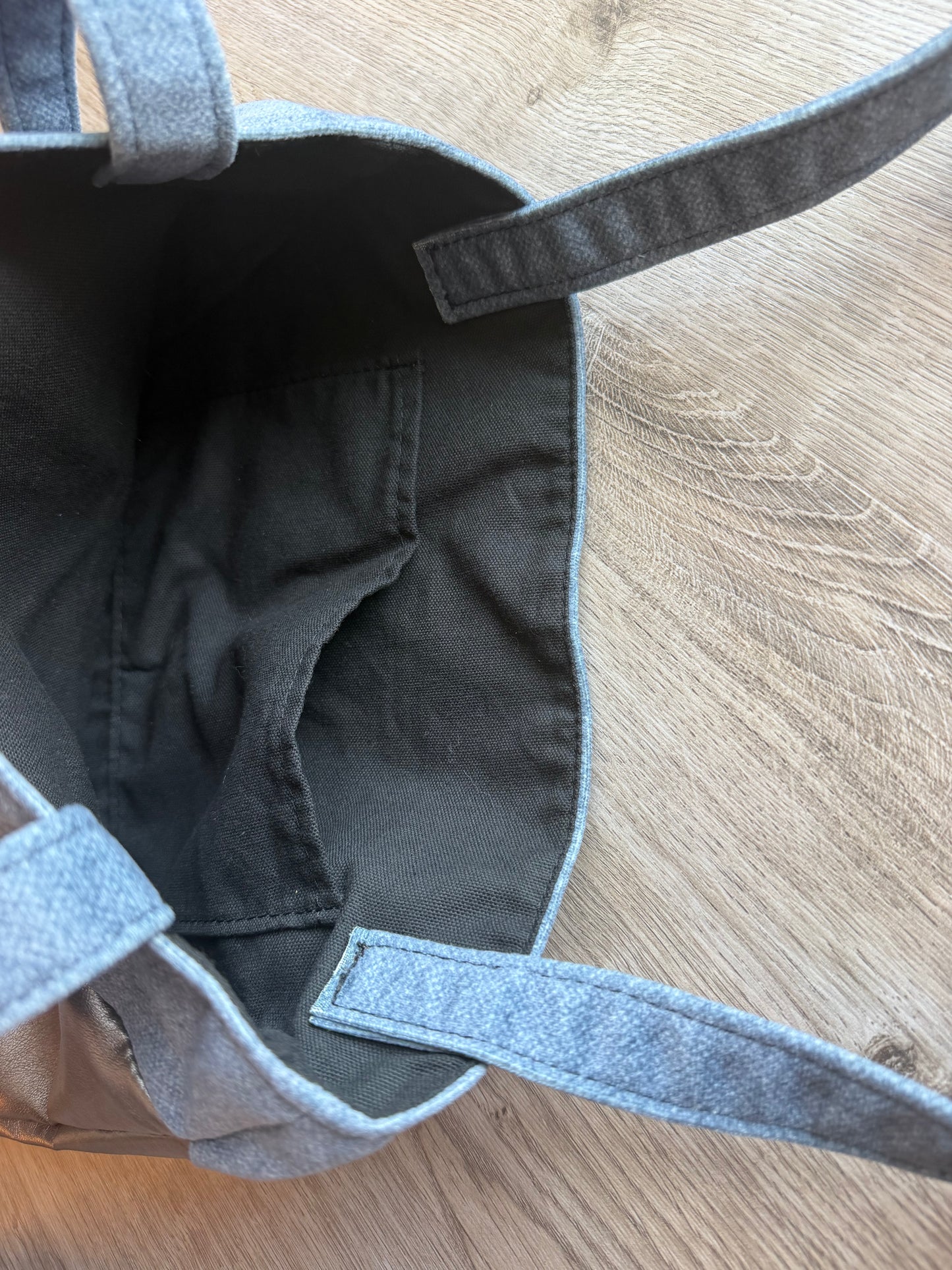 "Shopper" Blau-Braun (Metallic)-Hellgrau