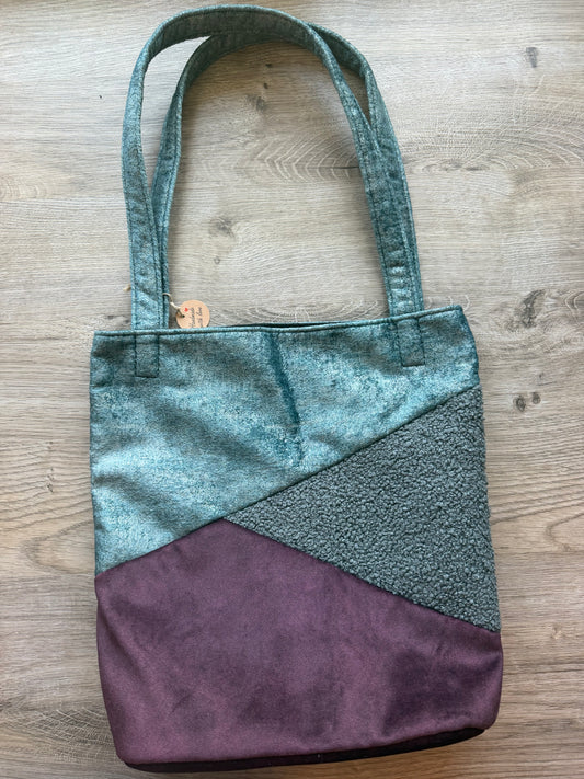 "Shopper" Petrol (Schimmer)-Grau-Weinrot