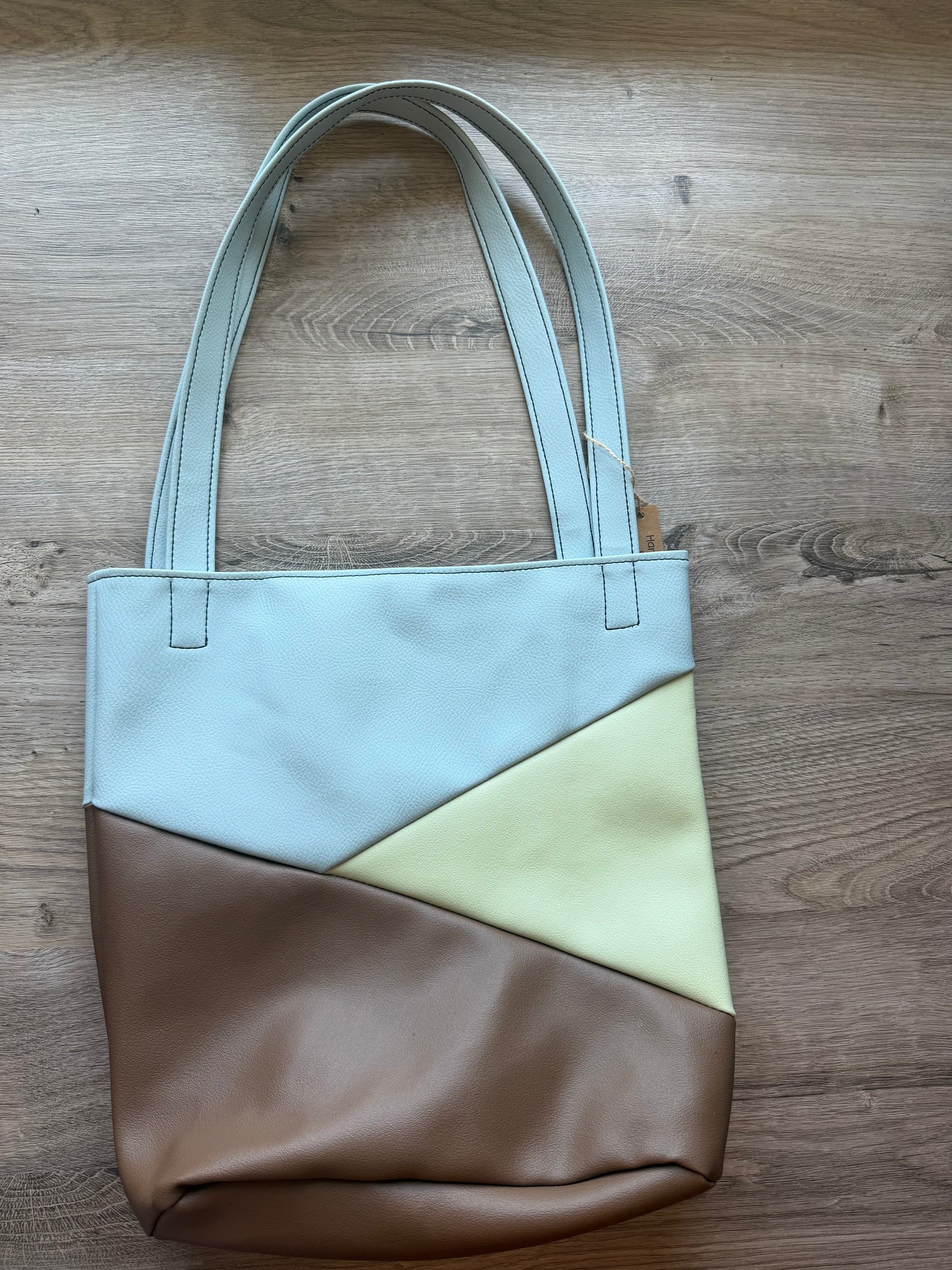 "Shopper" Pastellblau-Hellgrün-Braun